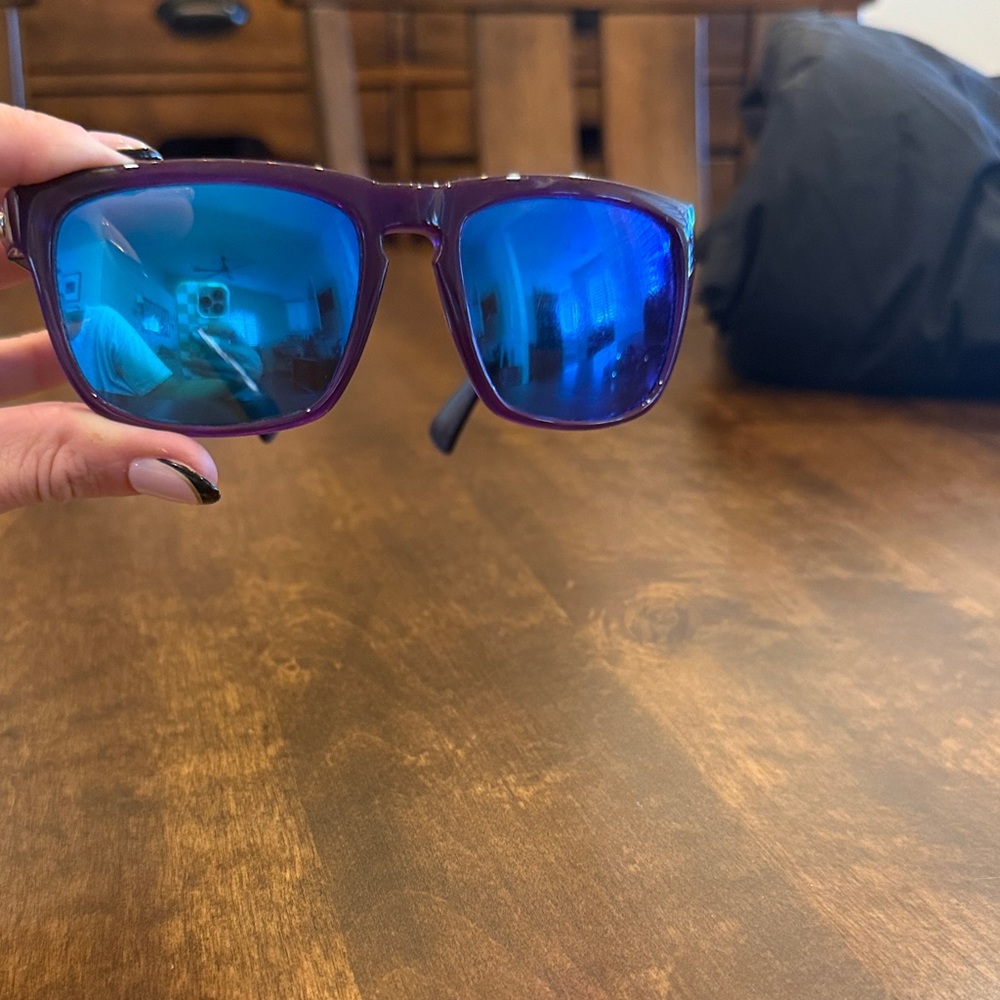 Purple electric Sunglasses with Blue Lenses